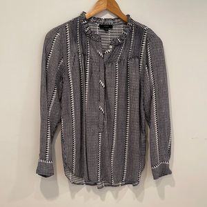J. Crew ruffle neck classic popover shirt in shadow stripe
